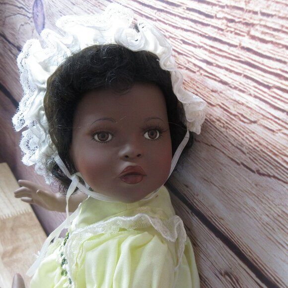 Musical African American 12" Porcelain Laying Doll - Plays Hush Little Baby - Picture 4 of 8